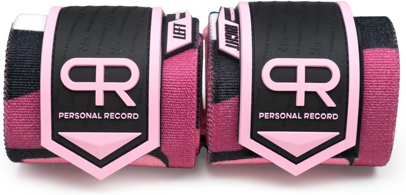 PR Personal Record Heavy Duty Premium Wrist Wraps, More Elasticity, Reinforced Stitching, Extra Wide Strap, Strong Thumb Loop, Larry Wheels Weightlifting Wraps - Image 1